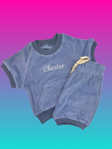 Personalised towelling shorts & tee sets