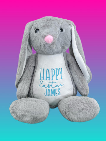 Embroidered Easter Bunny (Grey)