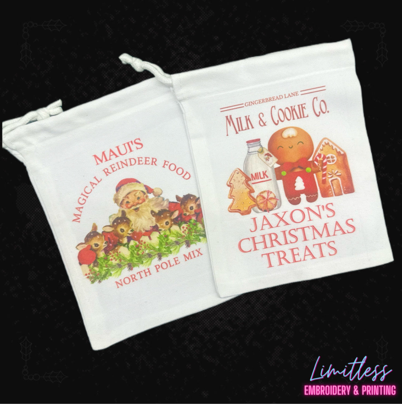 Personalised reindeer food bag & Christmas treat bag