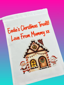 Drawstring Small Personalised Christmas Treat Bag